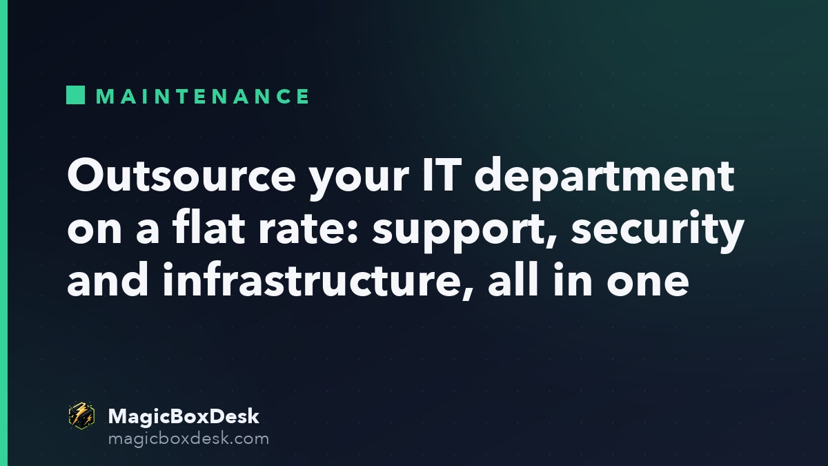 Outsource your IT department on a flat rate: support, security and infrastructure, all in one